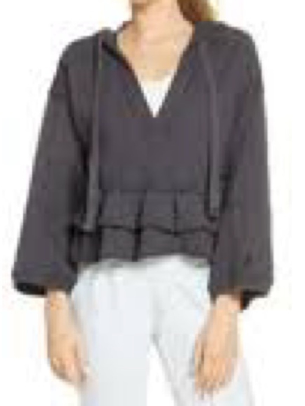 FP Movement by Free People Charcoal Hooded Ruffle Sweatshirt